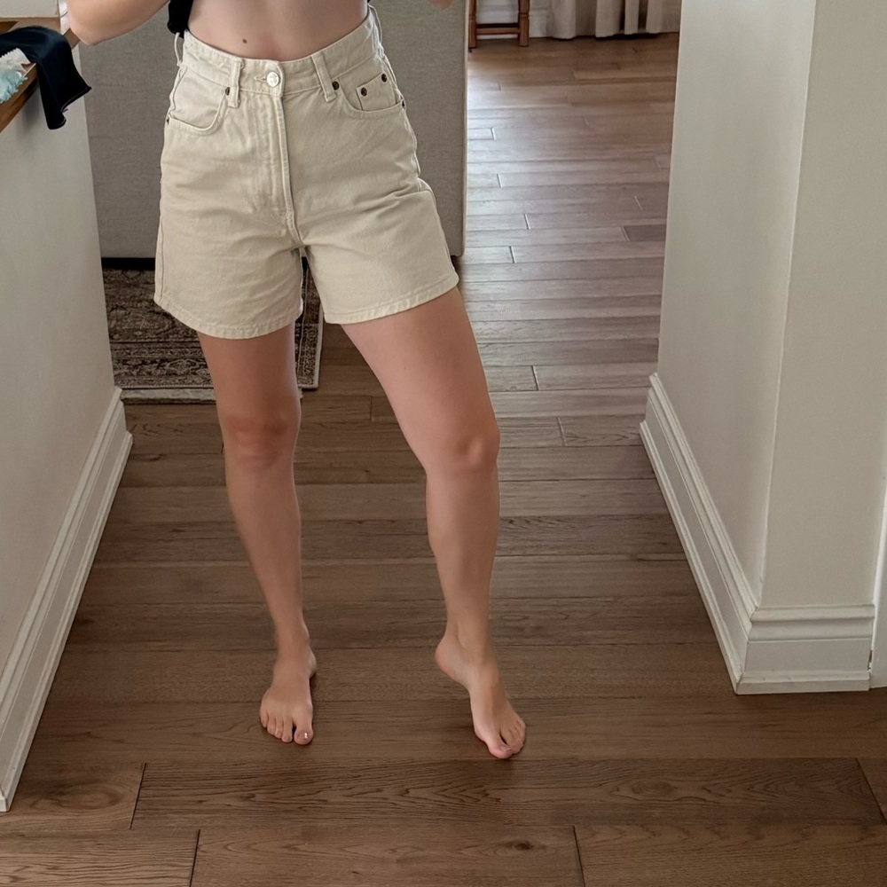Zara Off-White Denim Shorts